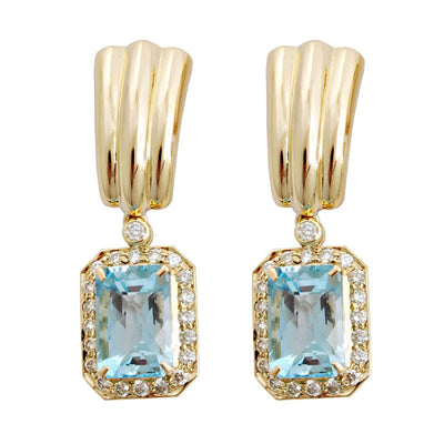 Earrings - Blue Topaz And Diamond