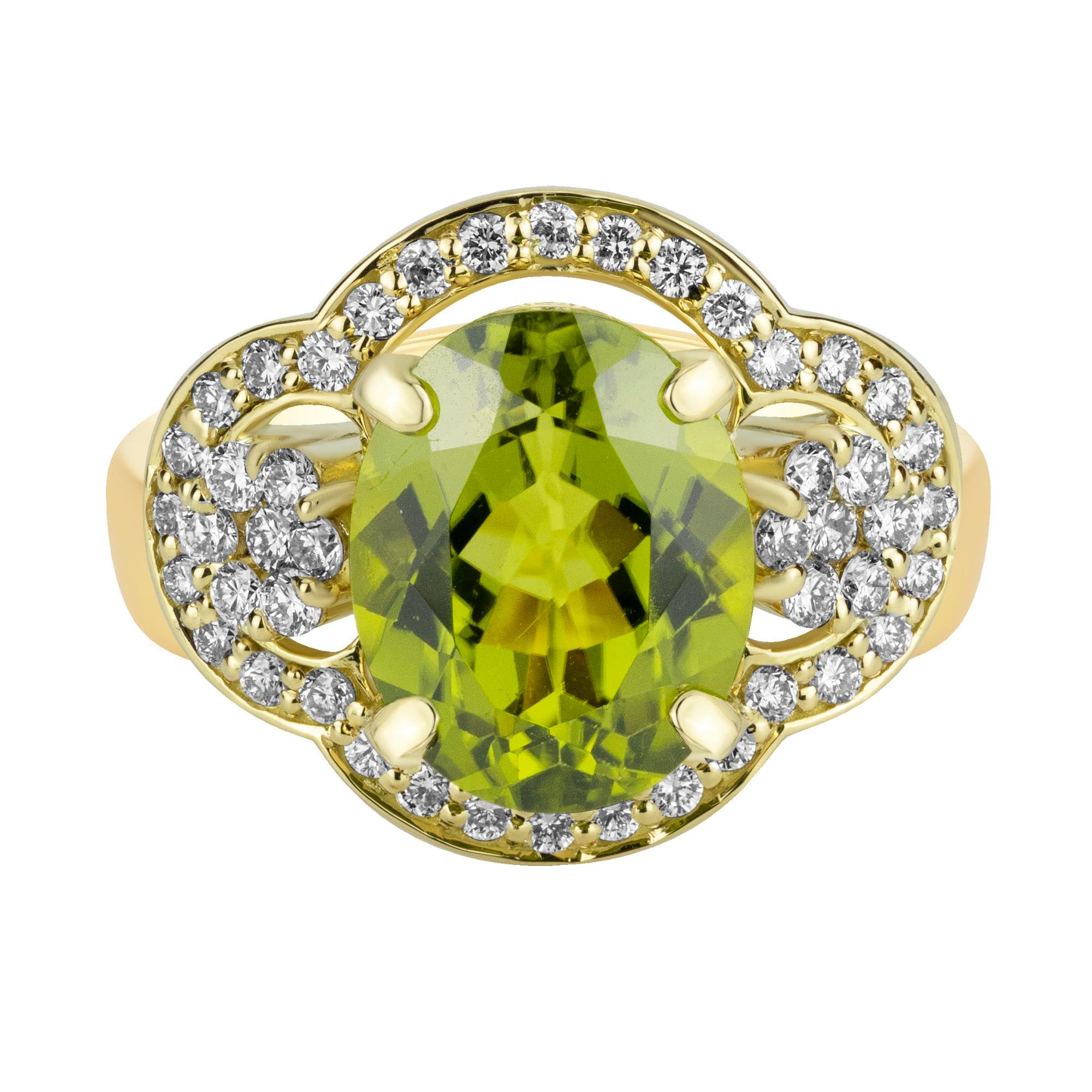 Ring - Peridot And Diamond (2371B) | Singhvi Jewels