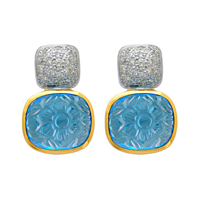 Earrings - Blue Topaz and Diamond | Singhvi Jewels