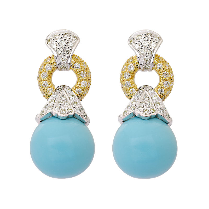Earrings-Turquoise and Diamond