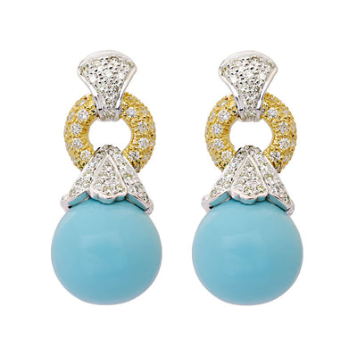 Earrings - Turquoise And Diamond