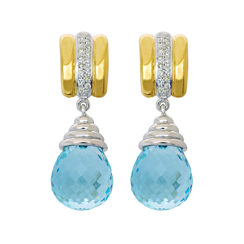 Earrings-Blue Topaz and Diamond