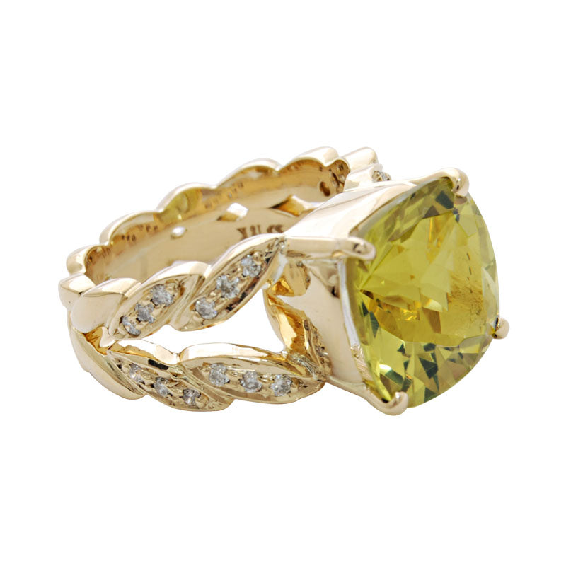 Ring - Lemon Quartz and Diamond | Singhvi Jewels