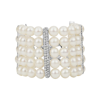 Toggle Bracelet - Fresh Water Pearl And Diamond (301CS) | Singhvi Jewels