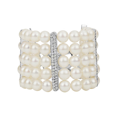 Toggle Bracelet - Fresh Water Pearl And Diamond (301CS)