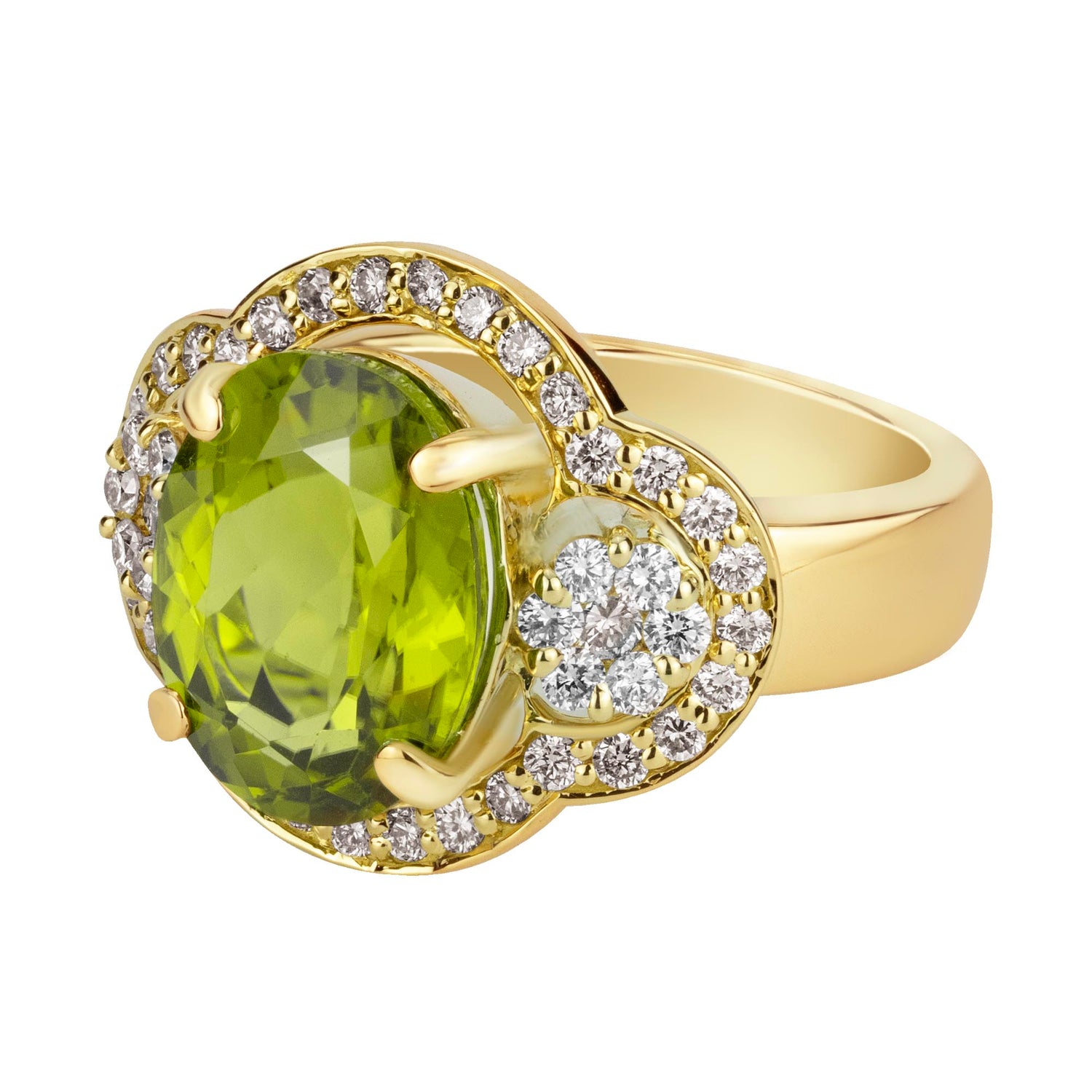Ring - Peridot And Diamond (2371B) | Singhvi Jewels
