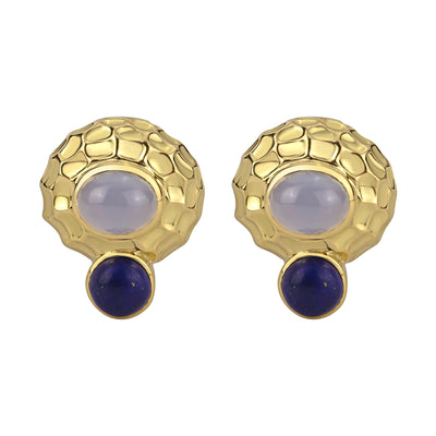 Earrings- Chalcedony And Lapis Lazuli (1662L)