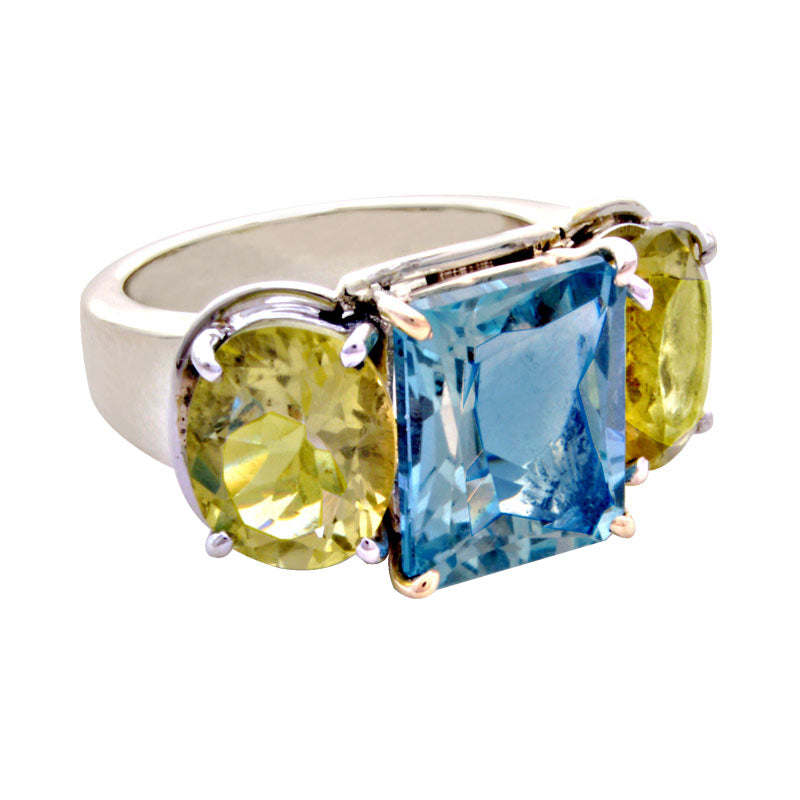 Ring-Blue Topaz and Lemon Quartz