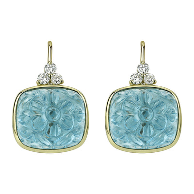 Earrings - Blue Topaz And Diamond