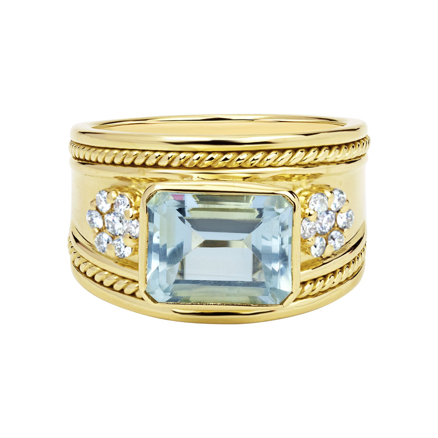 Ring - Aquamarine And Diamond (2330D) | Singhvi Jewels