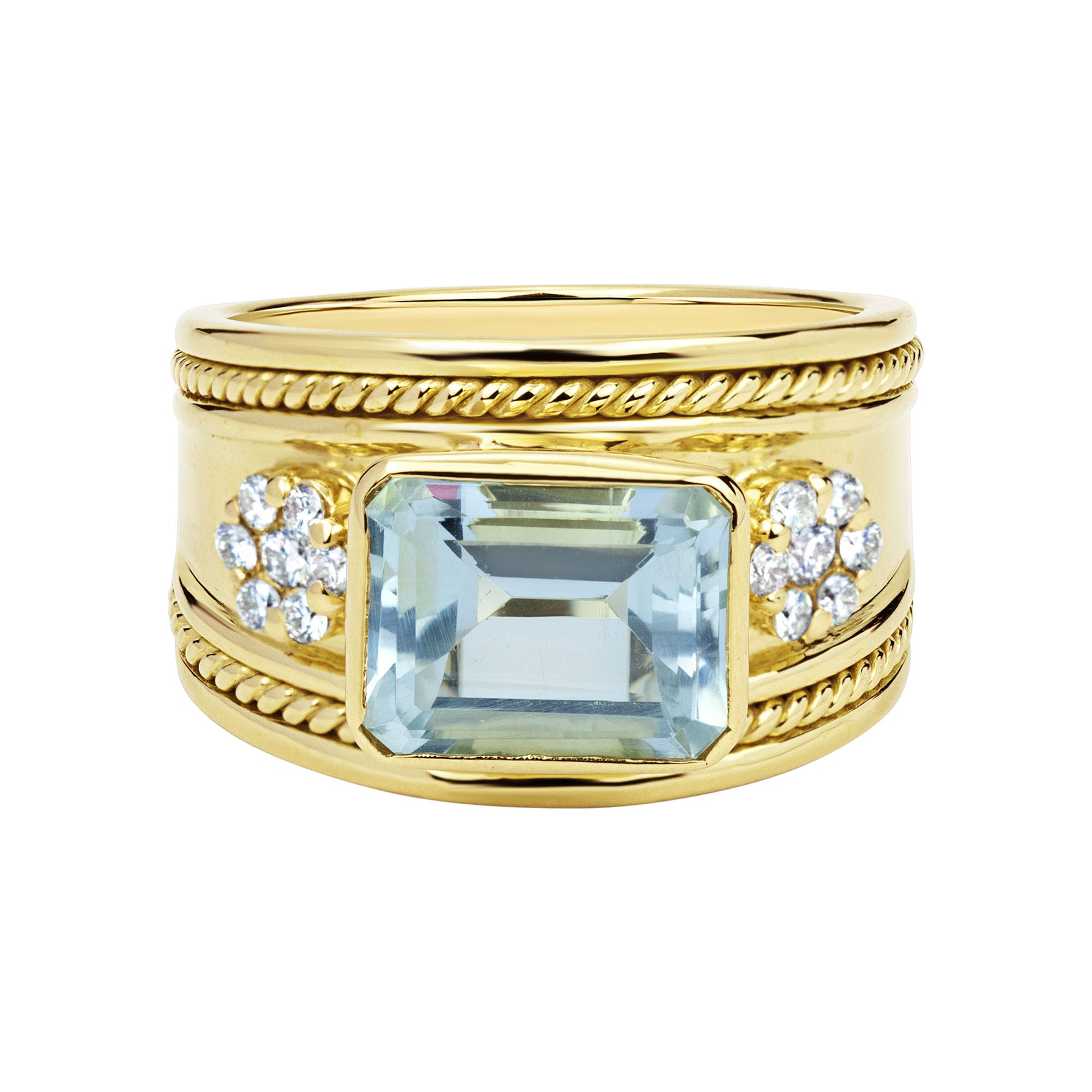 Ring - Aquamarine And Diamond (2330D) | Singhvi Jewels
