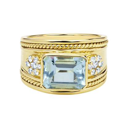 Ring - Aquamarine And Diamond (2330D) | Singhvi Jewels