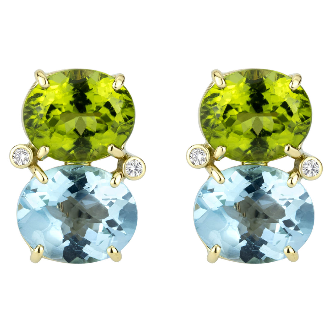 Earrings - Blue Topaz, Peridot and Diamond | Singhvi Jewels