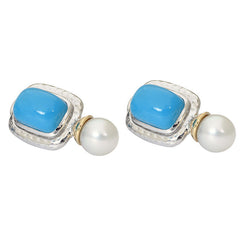 Earrings-Turquoise and South Sea Pearl