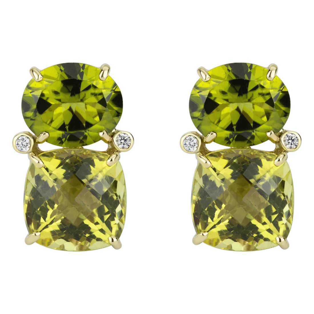 Earrings - Peridot, Lemon Quartz and Diamond | Singhvi Jewels