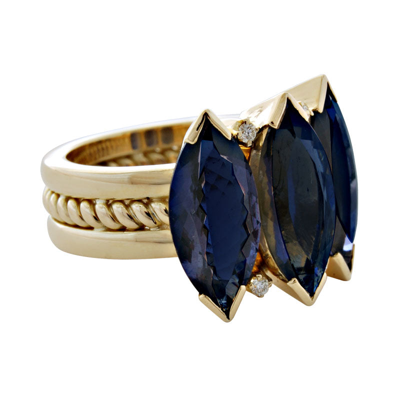 Ring - Iolite and Diamond | Singhvi Jewels
