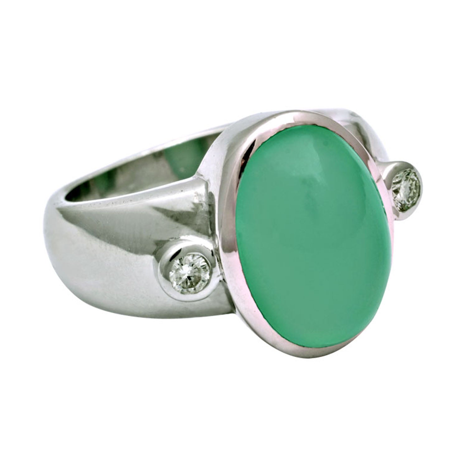 Ring- Chrysoprase And Diamond (193JS) | Singhvi Jewels