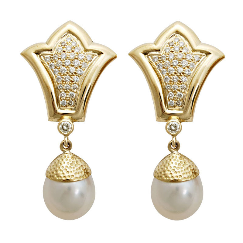 Earrings- Pearl And Diamond