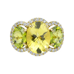 Ring - Lemon Quartz, Peridot And Diamond