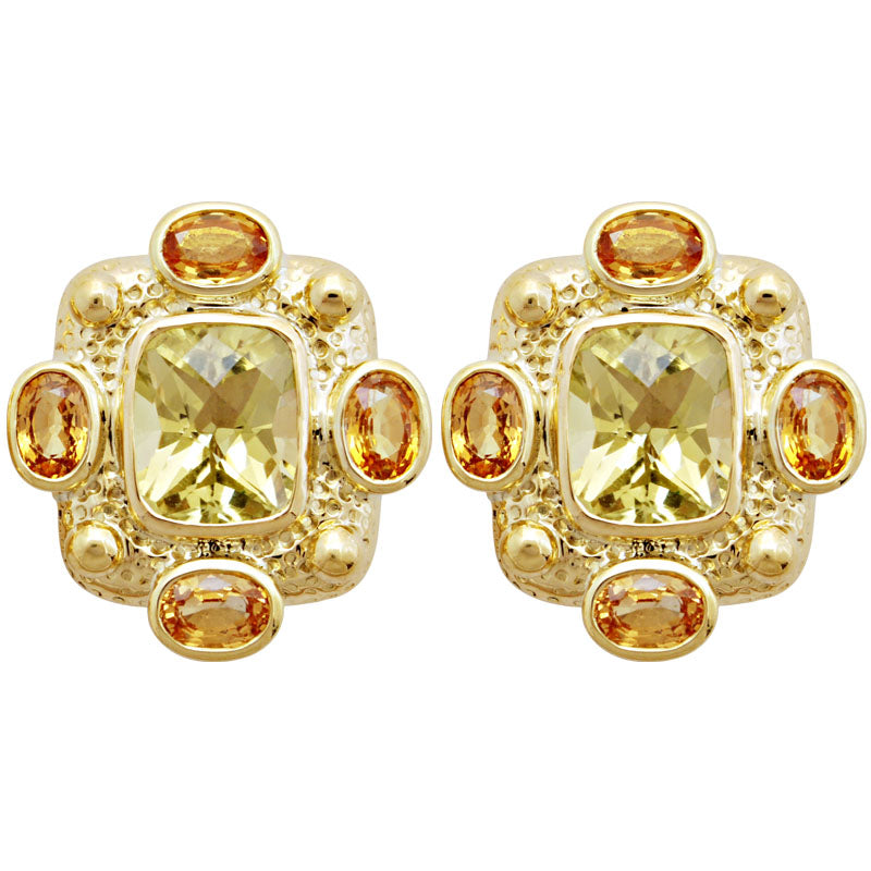 Earrings- Lemon Quartz &amp; Yellow Sapphire (1723G) | Singhvi Jewels