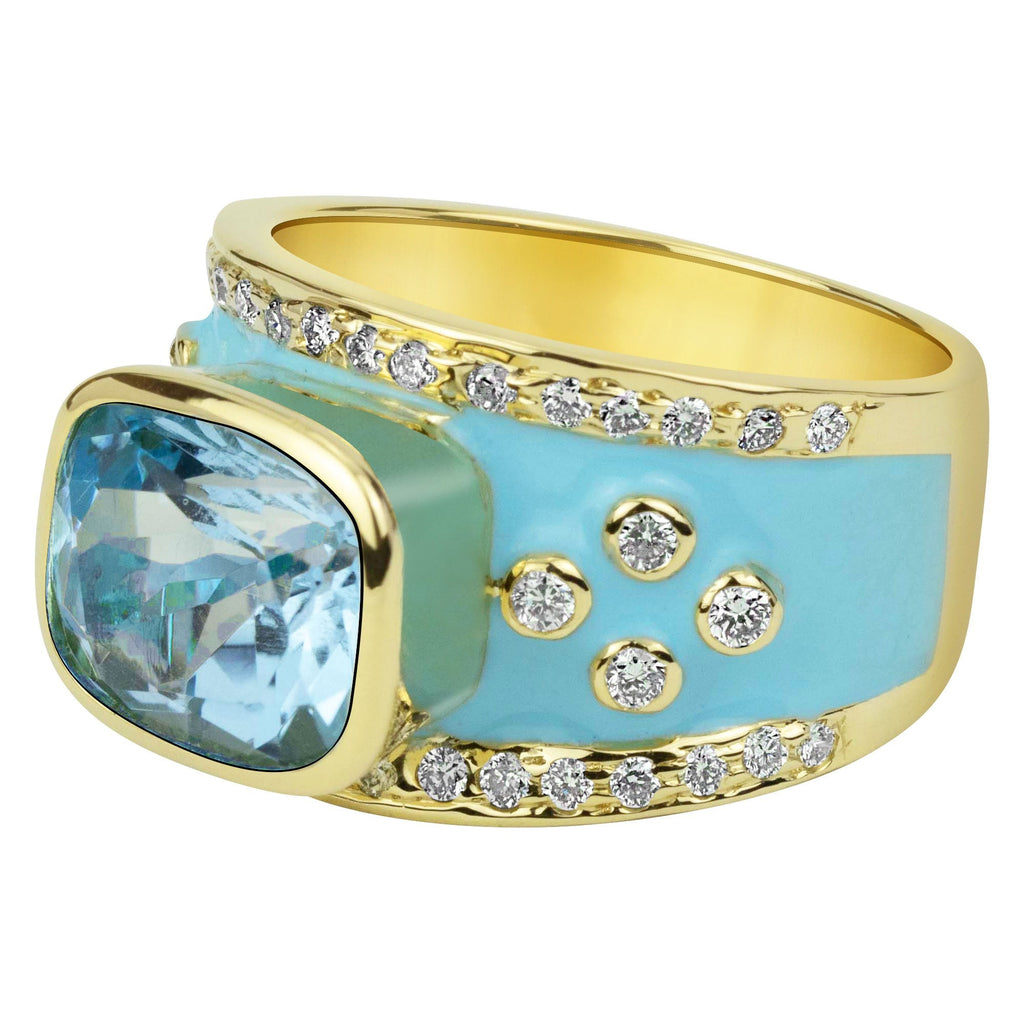 Ring - Blue Topaz And Diamond (enamel)