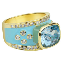 Ring - Blue Topaz And Diamond (enamel)