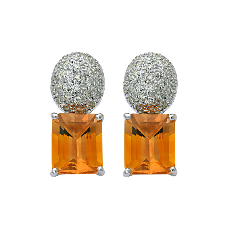 Earrings- Citrine And Diamond