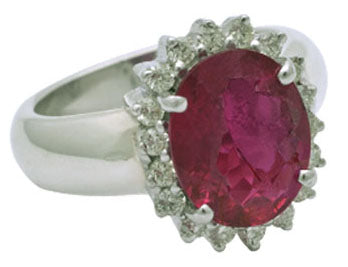 Repair - Ring - Rubellite and Diamond (Enamel) in Sterling Silver