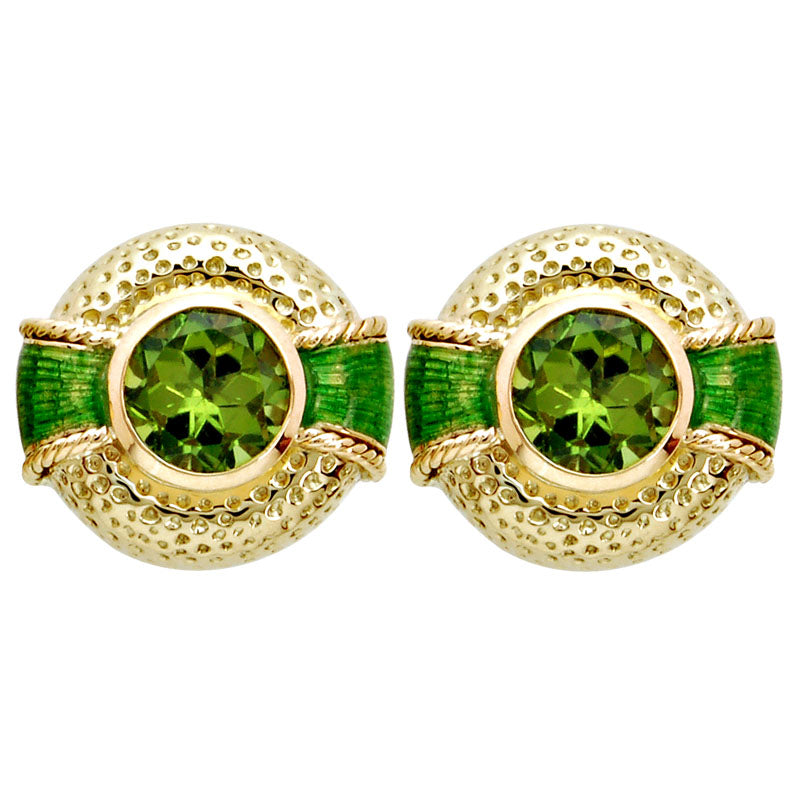 Earrings- Peridot (Enamel) (1319L) | Singhvi Jewels