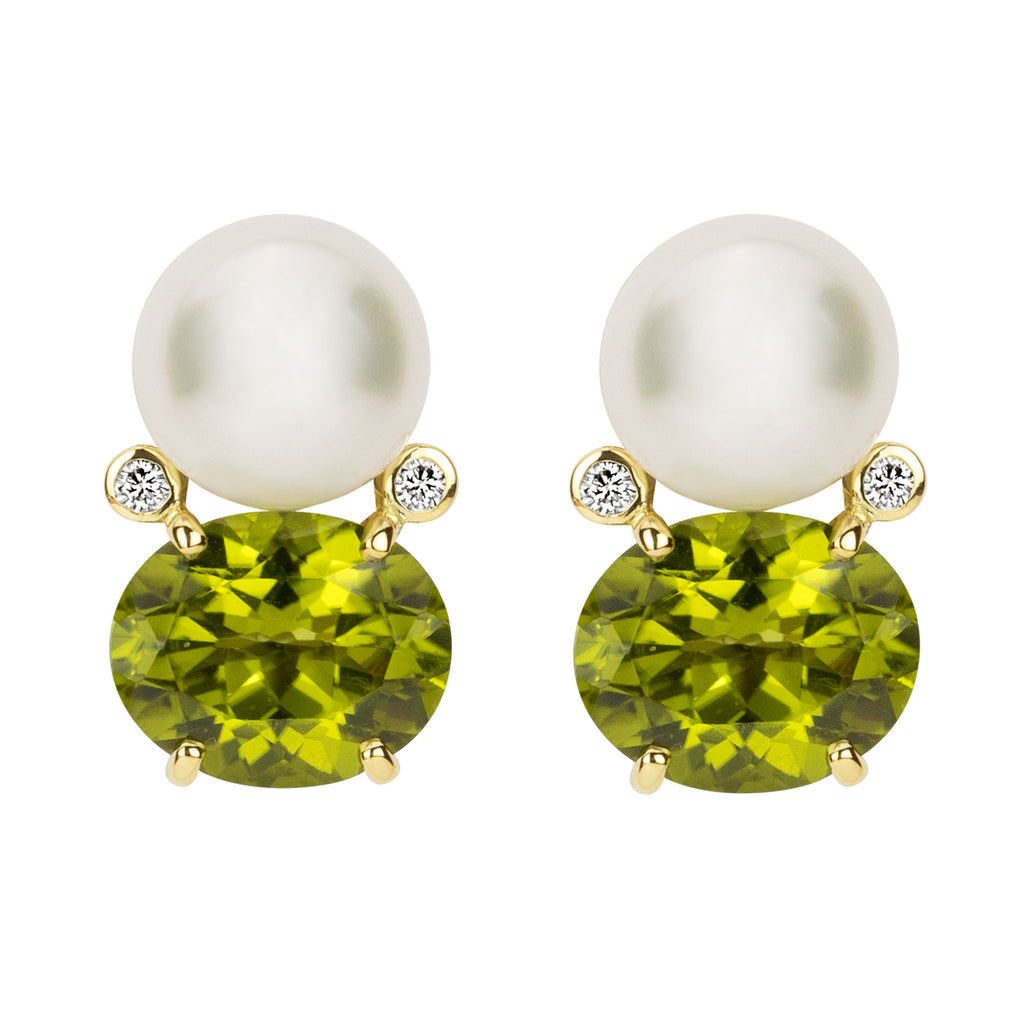 Earrings - South Sea Pearl, Peridot And Diamond