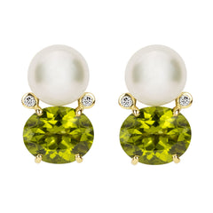 Earrings - South Sea Pearl, Peridot And Diamond