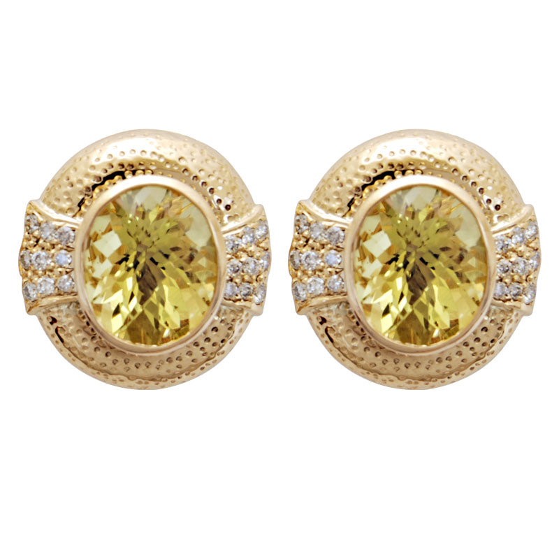 Earrings - Lemon Quartz and Diamond | Singhvi Jewels