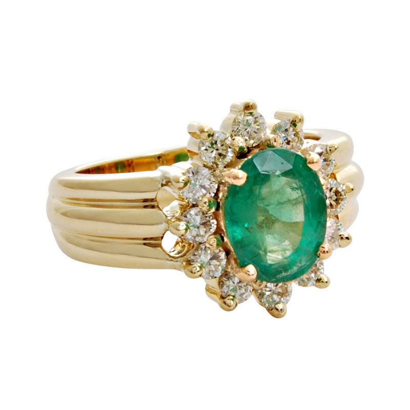 Ring- Emerald And Diamond (1518I) | Singhvi Jewels
