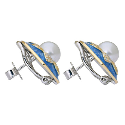 Earrings - South Sea Pearl and Diamond (Enamel) | Singhvi Jewels