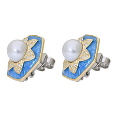 Earrings-South Sea Pearl and Diamond (Enamel)