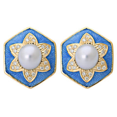 Earrings-South Sea Pearl and Diamond (Enamel)