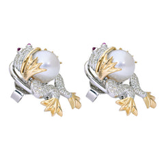 Earrings-Ruby, South Sea Pearl and Diamond
