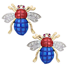 Earrings-Ruby and Diamond (Enamel)