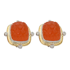 Earrings-Cornelian and Diamond
