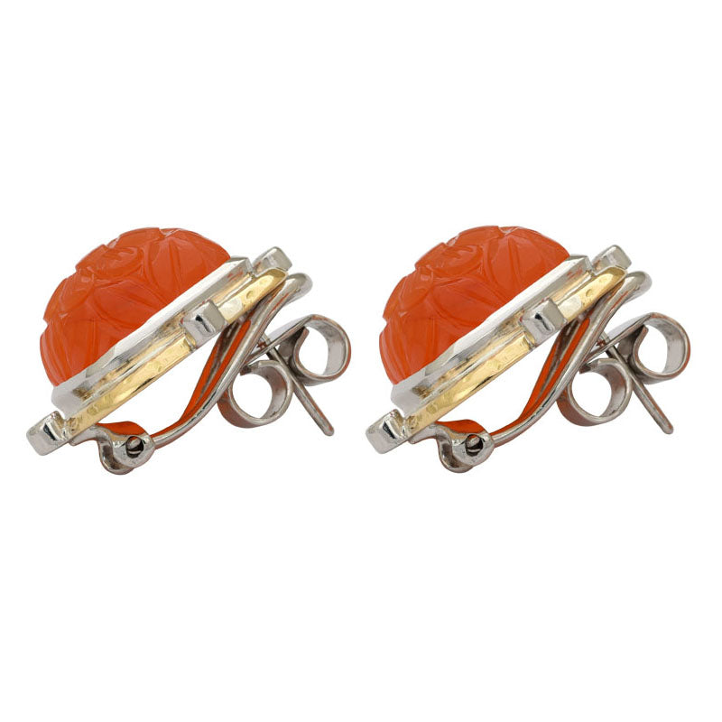 Earrings-Cornelian and Diamond
