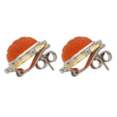 Earrings-Cornelian and Diamond