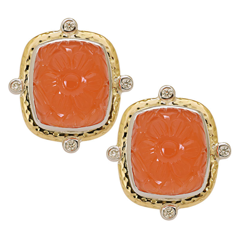 Earrings-Cornelian and Diamond