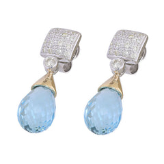 Earrings-Blue Topaz and Diamond