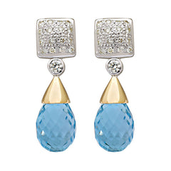 Earrings-Blue Topaz and Diamond