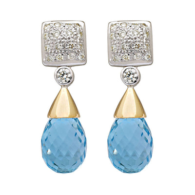 Earrings - Blue Topaz And Diamond