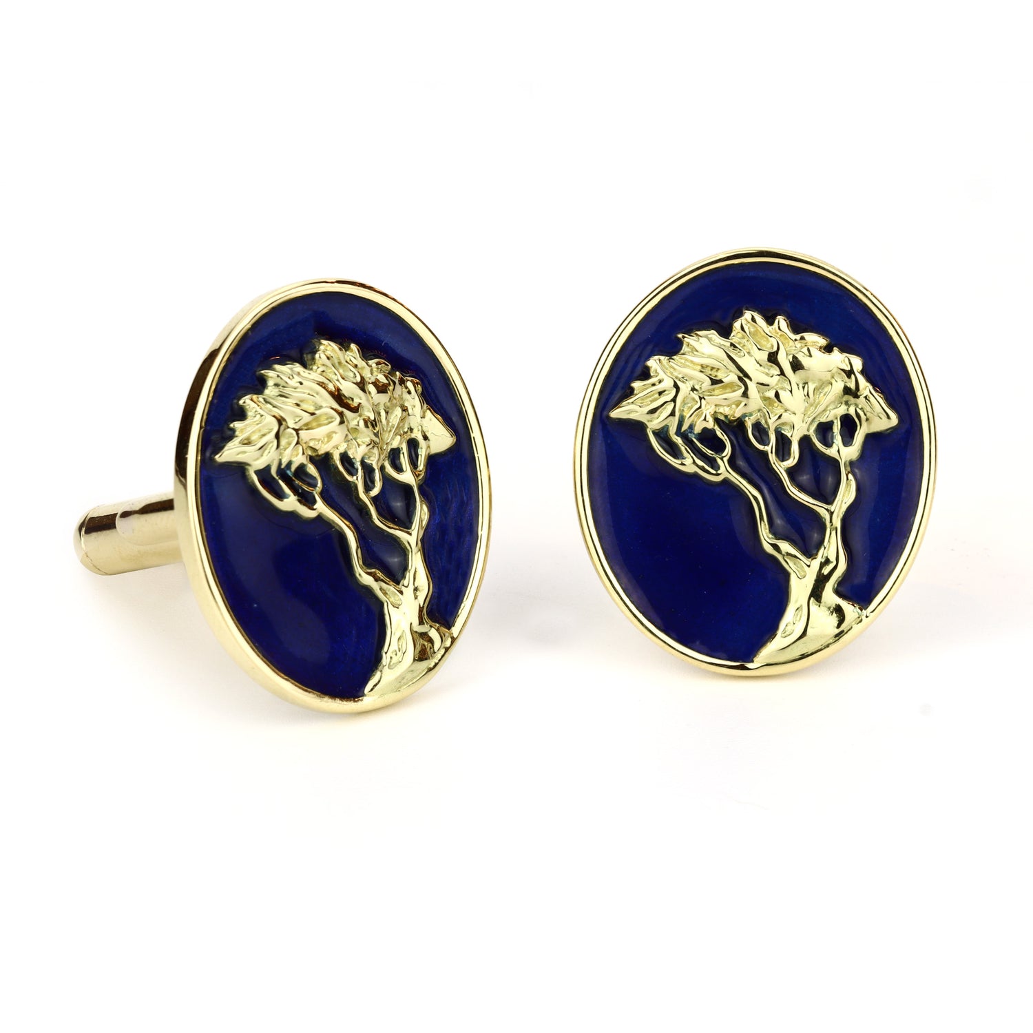 Cufflinks - 18k Gold With Blue Enamel | Singhvi Jewels