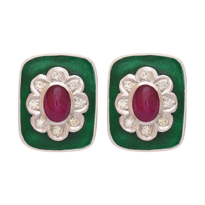 Earrings - Ruby And Diamond (Enamel) (248AS)