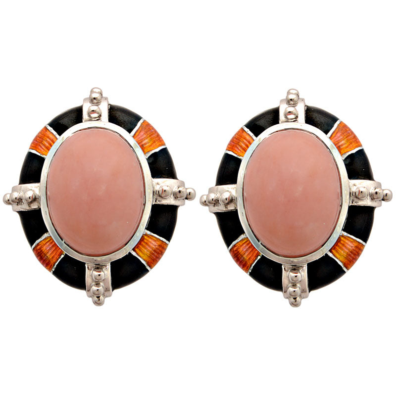 Earrings-Pink Opal (Enamel)