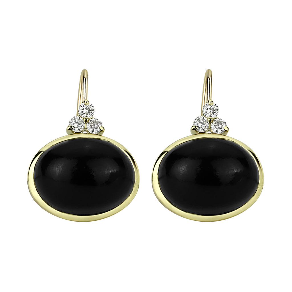 Earrings - Black Onyx And Diamond