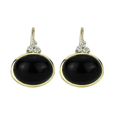 Earrings - Black Onyx And Diamond
